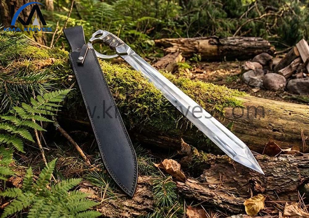 26.0 Inches KMA Custom made Mirror Polis D2 Tool Steel D-Guard Dagger Sword, CU-3