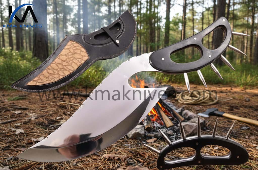 20.3 Inches KMA Custom made Mirror Polis D2 Tool Steel Cobra Crush Bowie Knife, With Screws CU-2