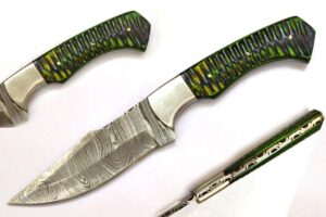 10 Inches KMA Hand Forged Damascus Steel Hunting Knife with Leather Sheath ZE-02