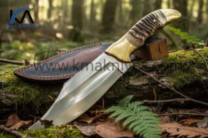 11"Ozair Custom Satin Finish D2 Tool Steel Full Tang RIGID style Camping knife