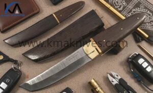 Kma Handmade VENGAI WOOD Damascus Steel Tanto Knife with Scabbard AU-49