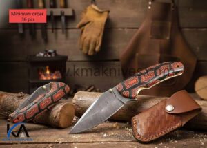 KMA Handmade Finger Tip Canvas Micarta Liner Lock Folding Knife HB-1122