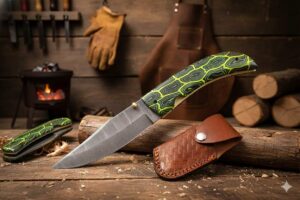 KMA Handmade Finger Tip Canvas Micarta Liner Lock Folding Knife HB-1123