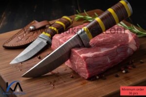 KMA Knives Handmade Half Tang Damascus Straight Point Hunter Knife HB-1130