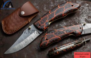 KMA Handmade Finger Tip Canvas Micarta Liner Lock Folding Knife HB-1111