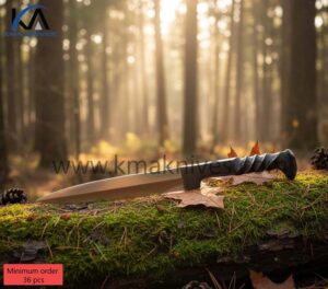 HAND FORGED CARBON STEEL 12" RAILROAD SPIKE BAYONET STYLE WITH LEATHER SHEATH