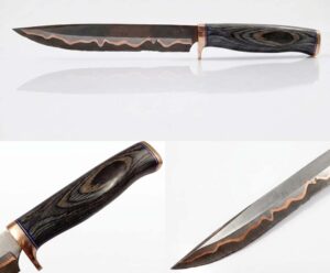 KMA FORGED SAN MAI COPPER DAMASCUS STEEL SURVIVAL BUSH CRAFT BOWIE KNIFE.