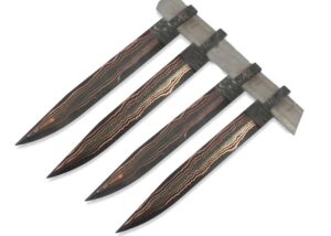 4 Pcs Set 10 Inches Forged Copper Damascus steel Blank Blades for Hunting Knives Makining